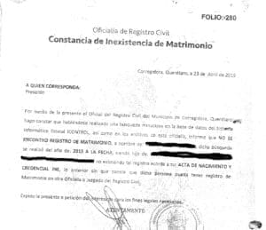 Translation of a marital status certificate